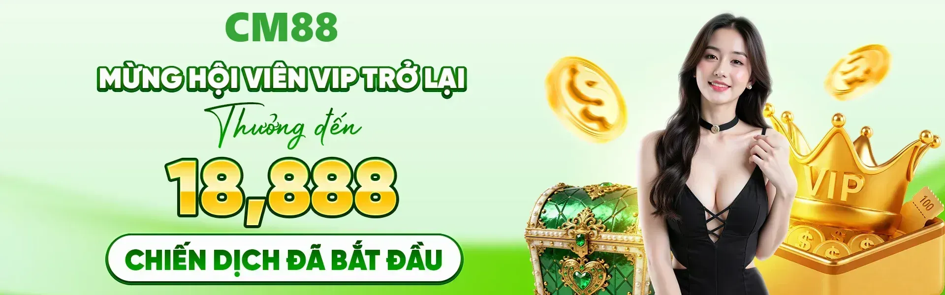 Hội viên VIP trở lại CM88 trong giai đoạn này có cơ hội nhận gói thưởng tri ân cao nhất 18,888 điểm.